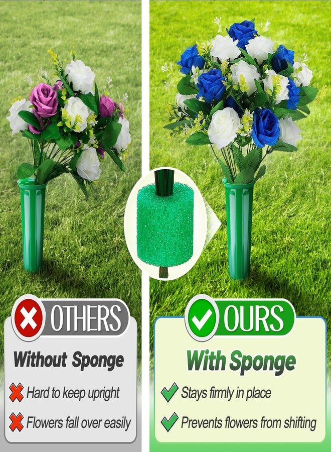 Acostop 8 Pcs Cemetery Vases for Grave - Plastic Flower Holders with Spikes, Cone Vase for Memorial Day Grave Accessories Cemetery Decorations (Green) - Image 2